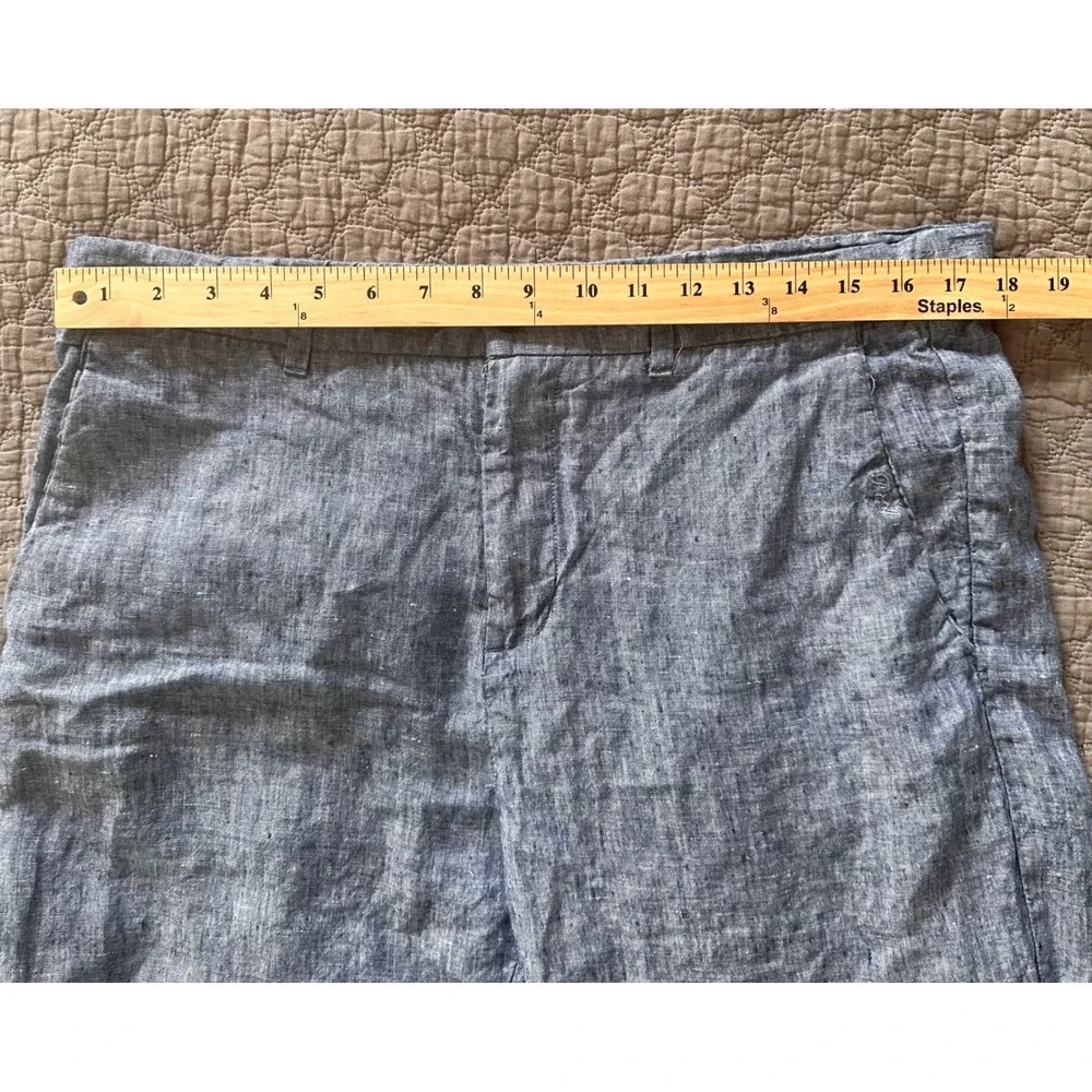 Men's Blue Linen-Blend Casual Trousers